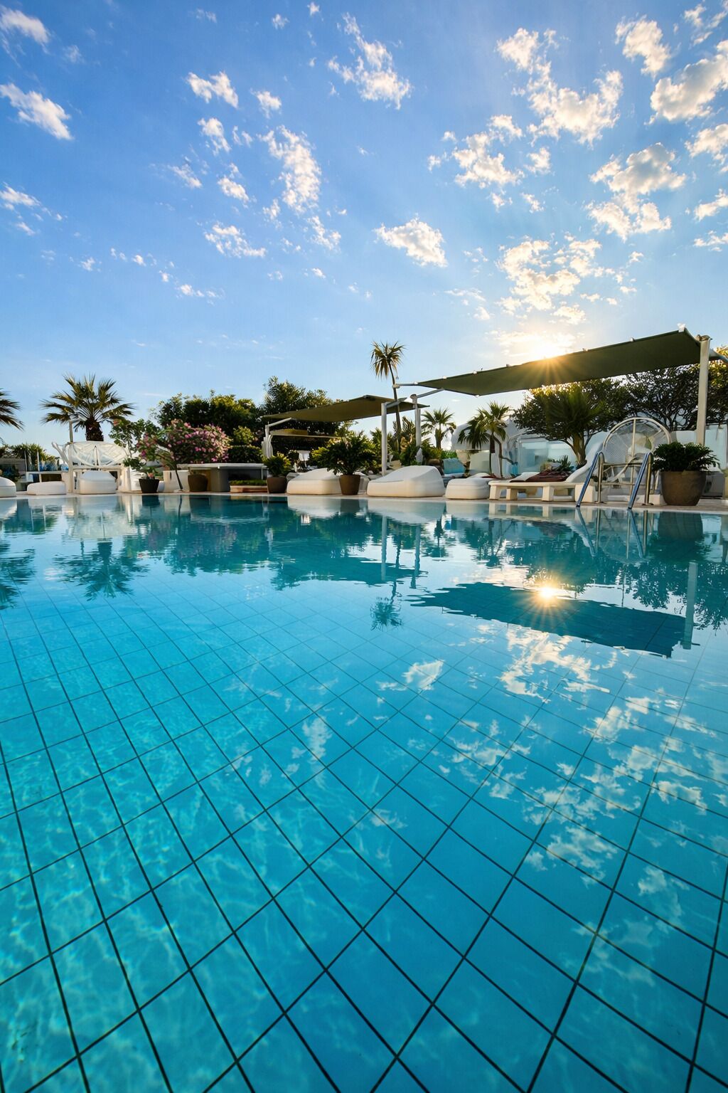 Seasonal outdoor pool, an infinity pool, lifeguards on site