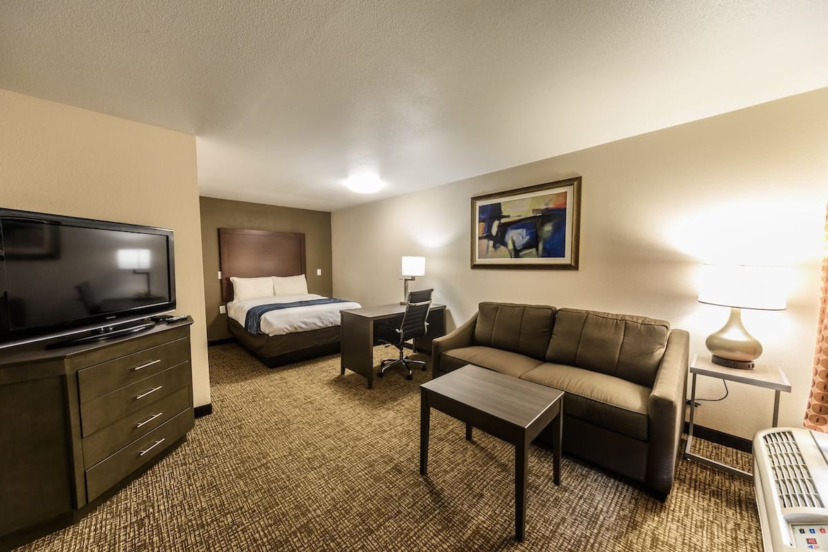 standard suite, 1 king bed | 1 bedroom, desk, iron/ironing board, free wifi