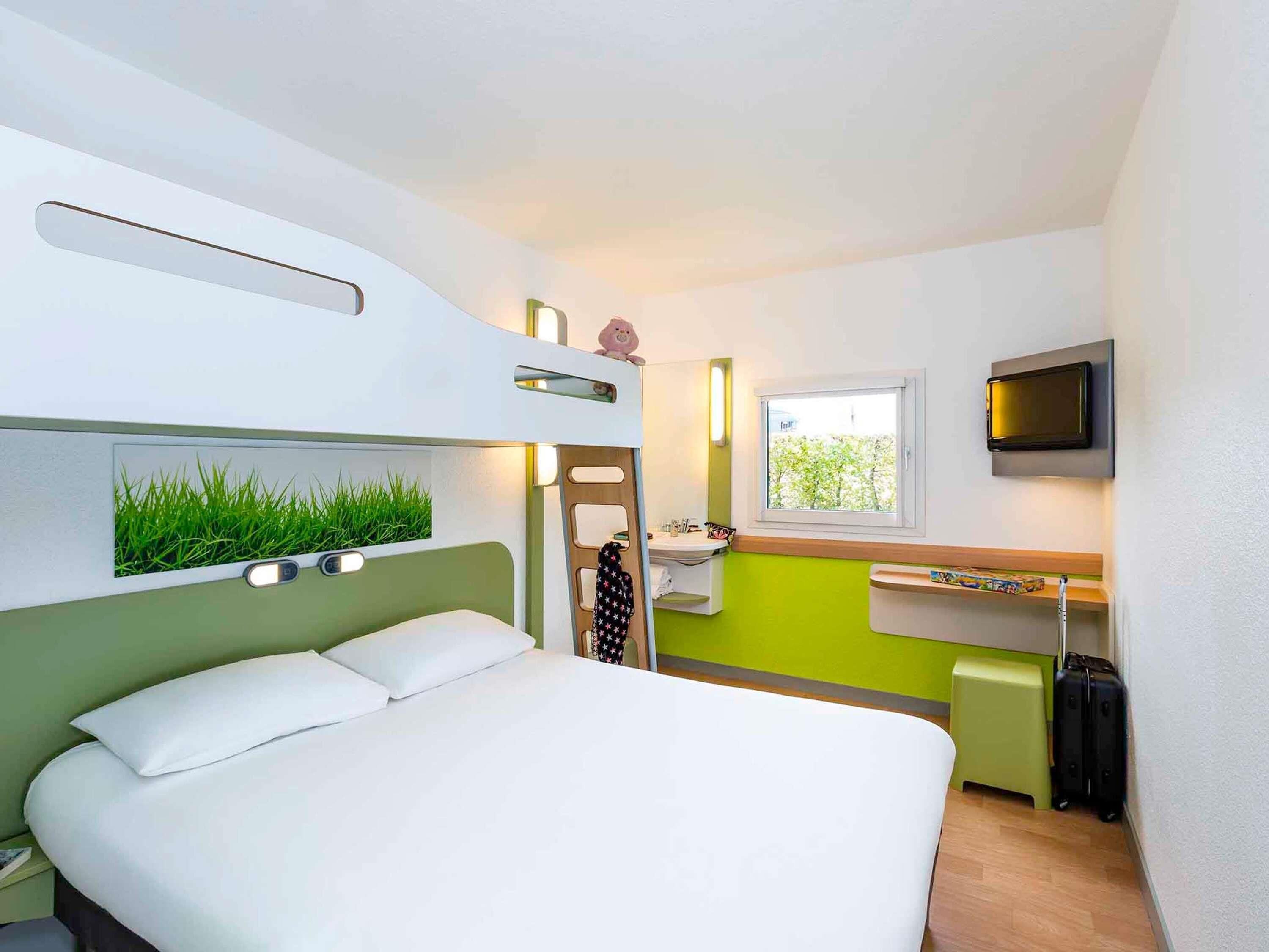 Premium bedding, pillow-top beds, desk, soundproofing