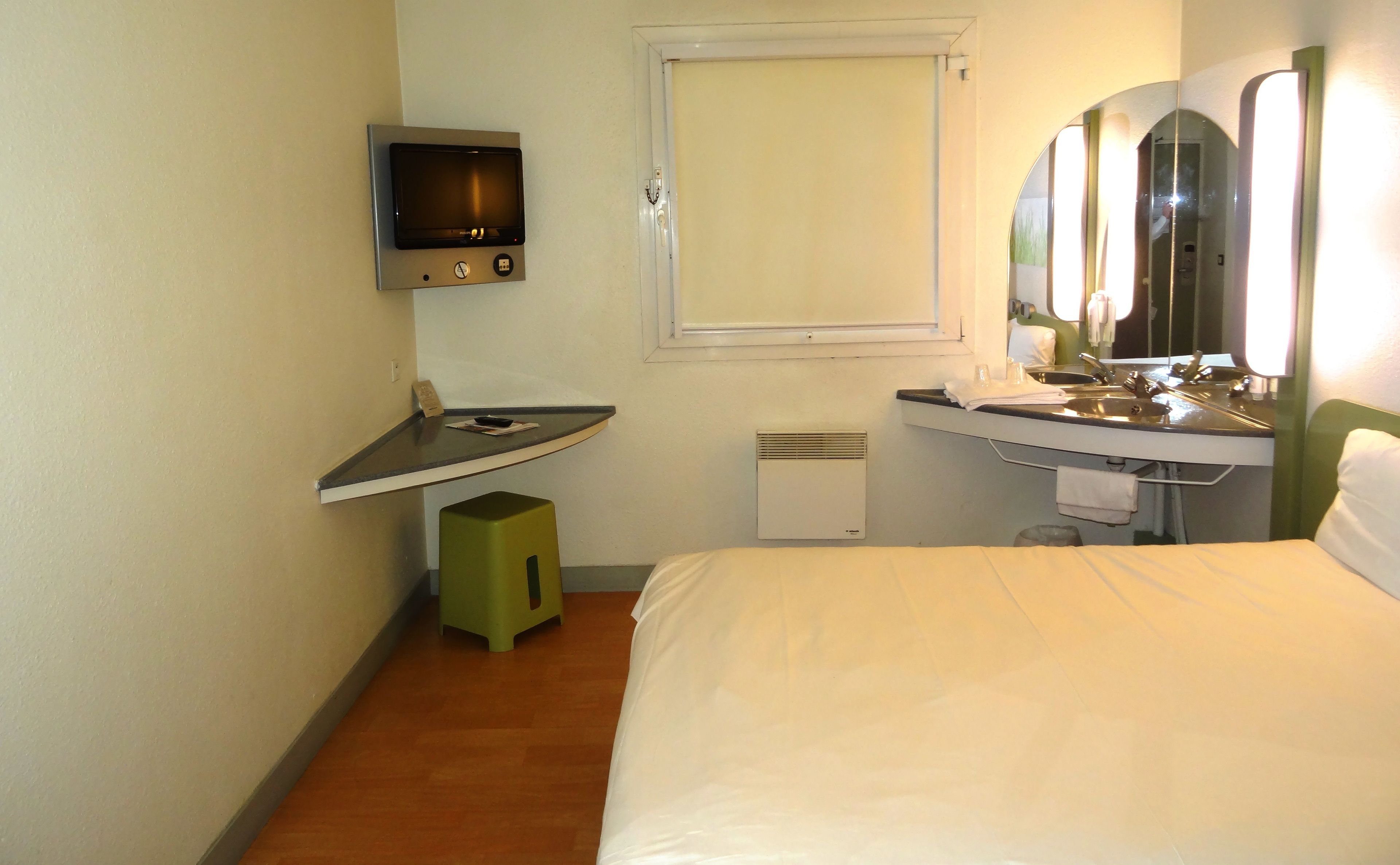 Desk, blackout curtains, soundproofing, iron/ironing board