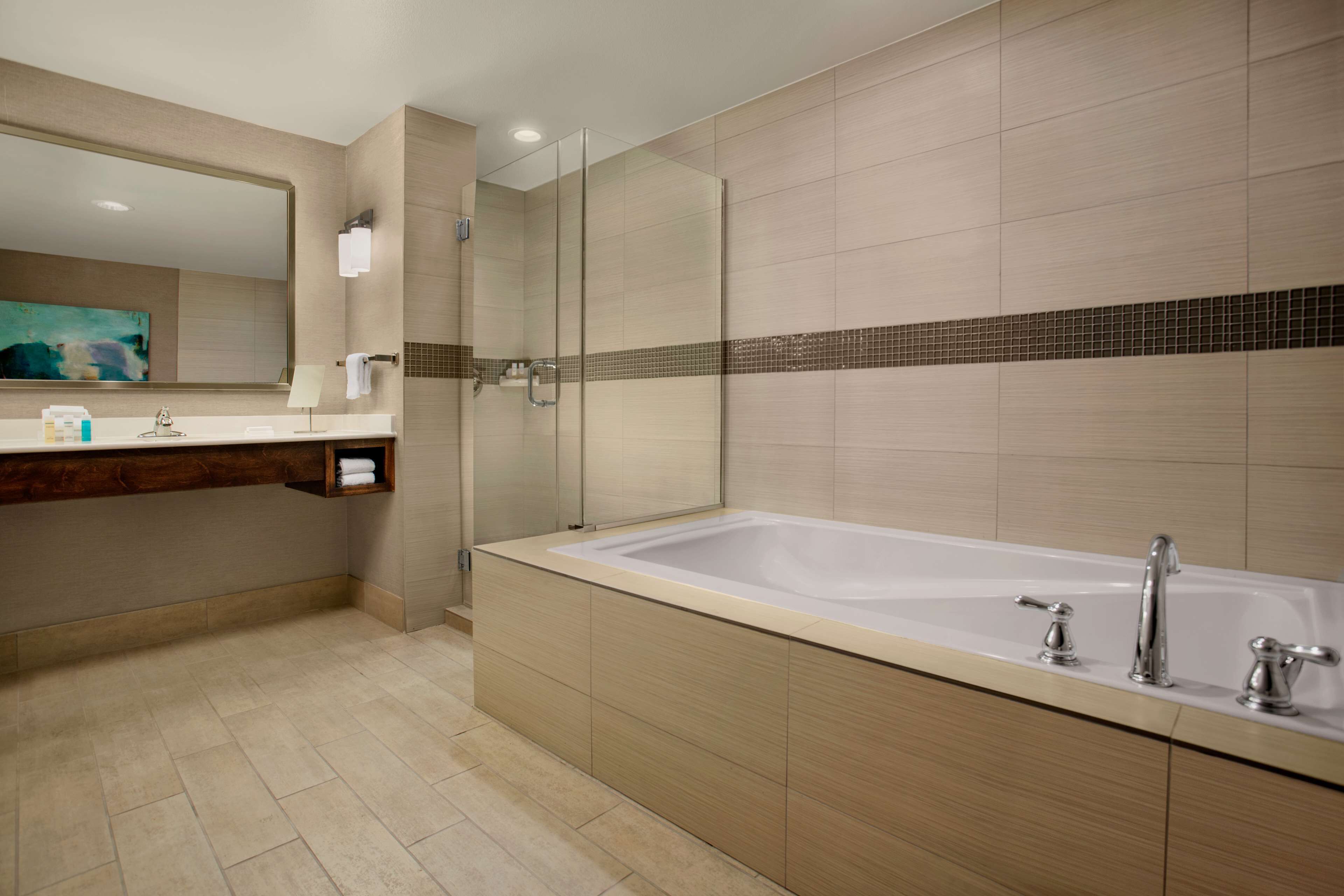 junior suite, 1 king bed, non smoking | bathroom | free toiletries, hair dryer, towels, soap