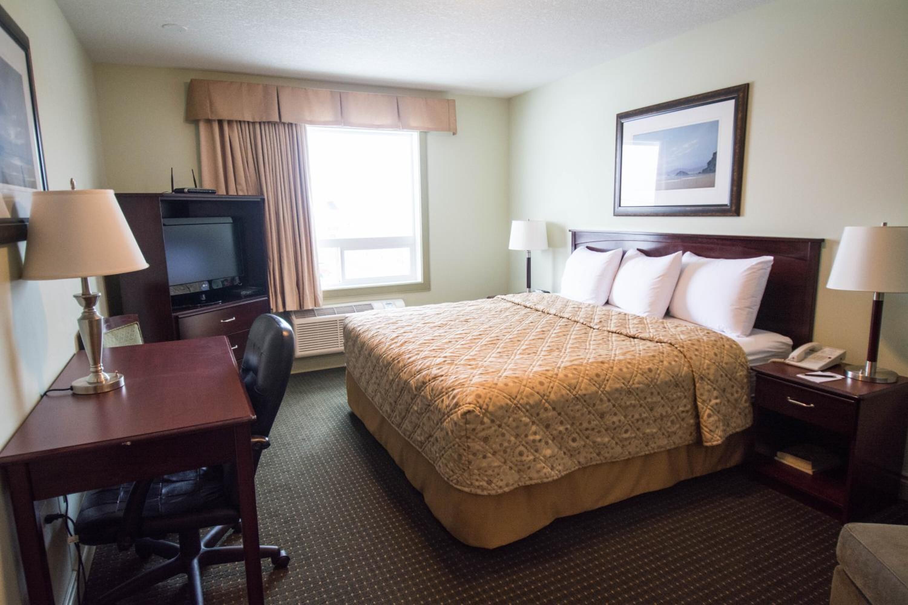 desk, blackout curtains, free wifi, bed sheets