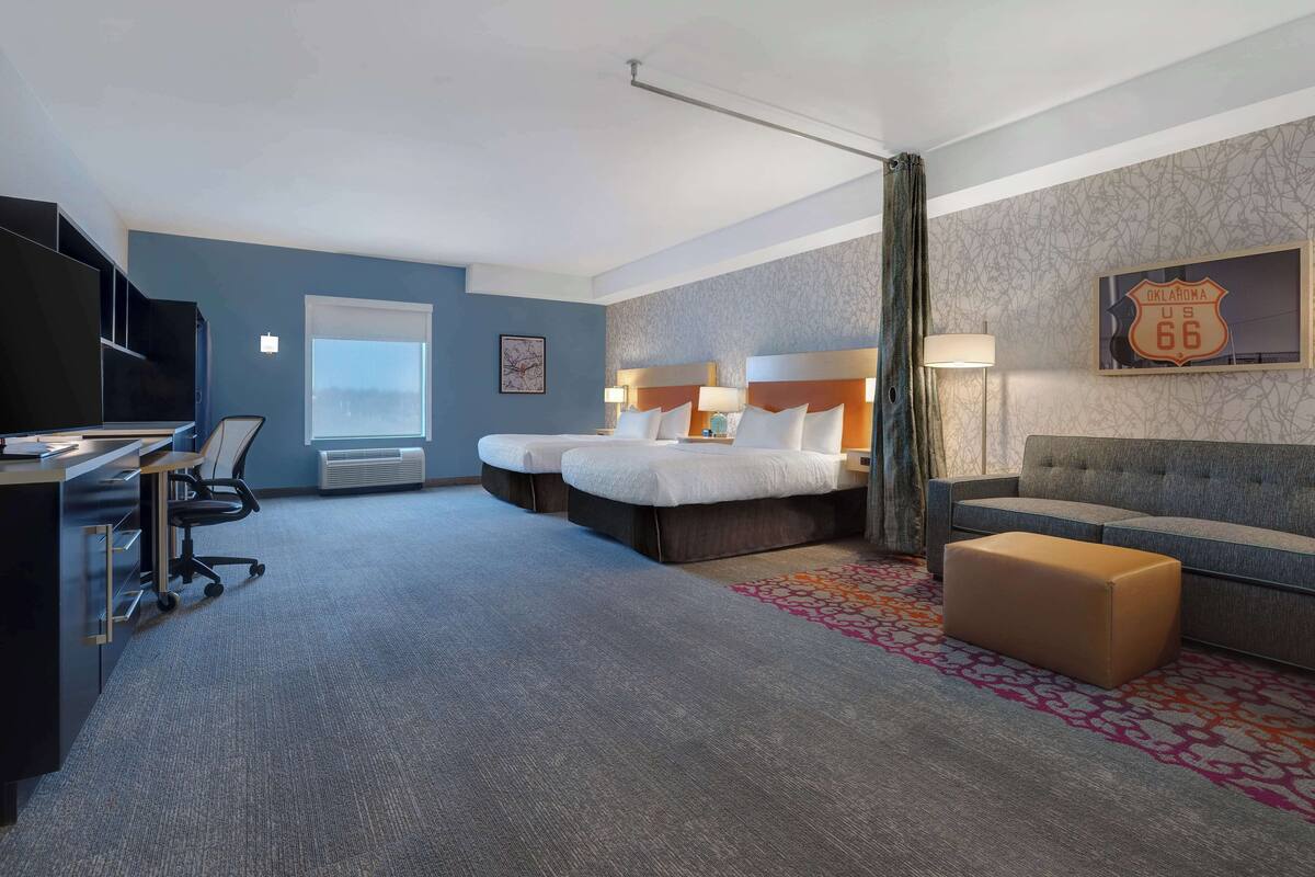 studio, 2 queen beds, accessible, bathtub | premium bedding, desk, laptop workspace, blackout curtains