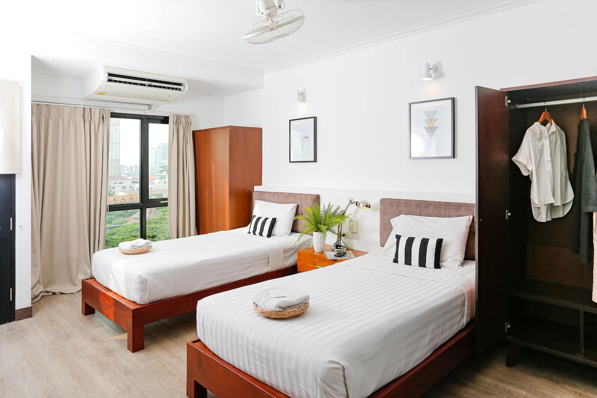 Superior Room, 2 Single Beds, Refrigerator & Microwave, Garden View | In-room safe, desk, free WiFi, bed sheets