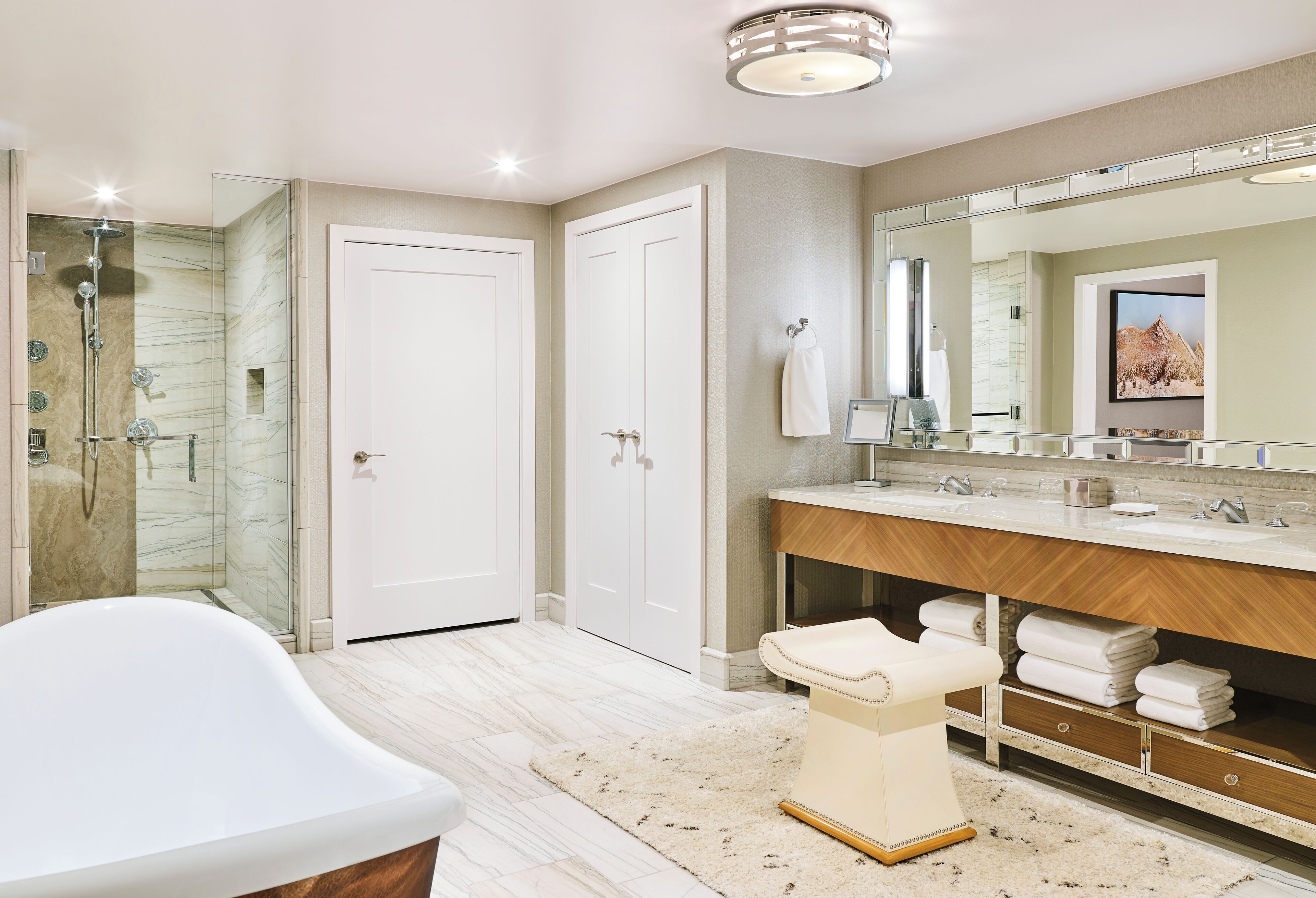 presidential suite (blue sky) | bathroom | shower, rainfall showerhead, free toiletries, hair dryer