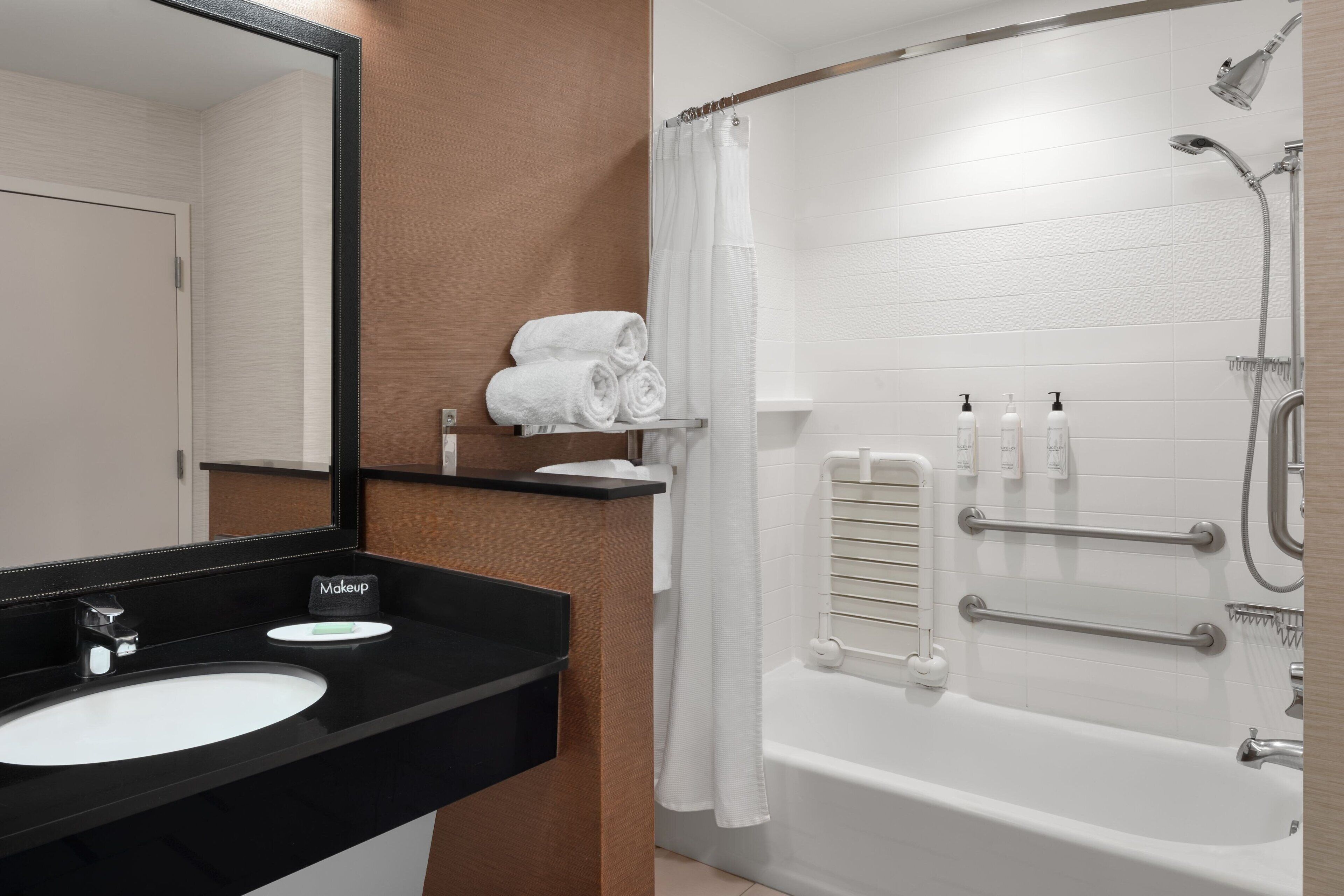 suite, multiple beds | bathroom | combined shower/bathtub, hair dryer, towels