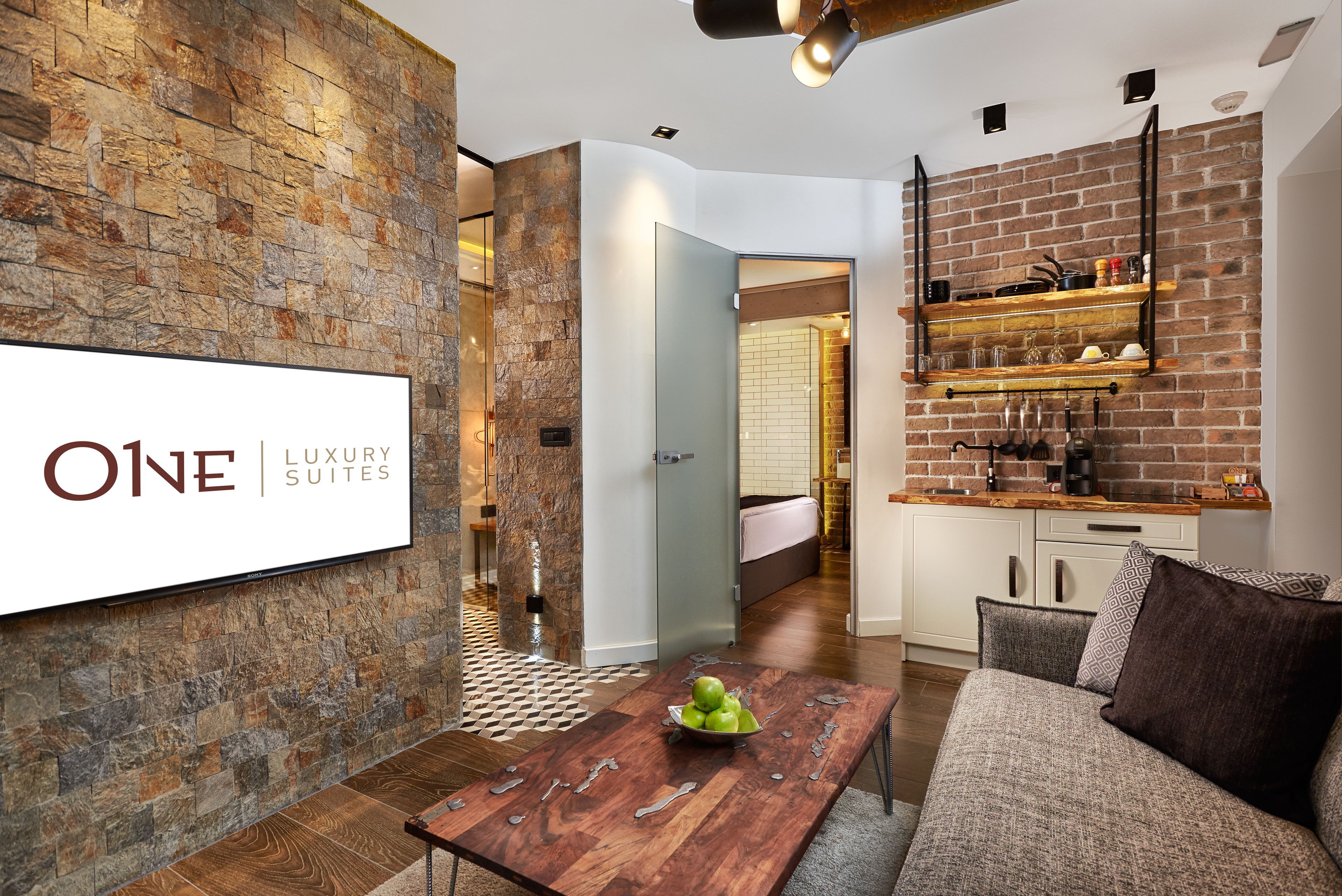 Luxury-Apartment, 1 King-Bett und Schlafsofa | Wohnzimmer