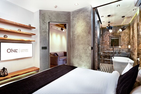 Departamento de lujo, 1 cama King size y sofá cama | Sábanas de algodón egipcio y ropa de cama de alta calidad 