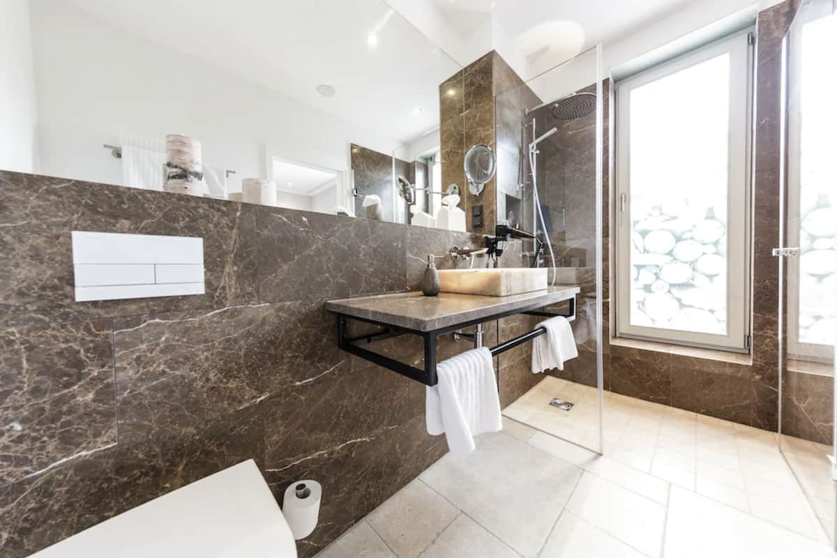 free toiletries, hair dryer, towels, soap