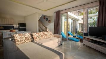 Villa, 2 Bedrooms, Private Pool | Living room | Flat-screen TV, DVD player