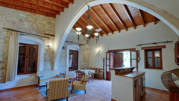 Traditional House, 2 Bedrooms, Mountain View, Mountainside | Living room | 45-inch flat-screen TV with cable channels, TV, fireplace - Komi Lofou Traditional House (Lofou)