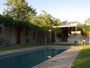 Outdoor pool, sun loungers