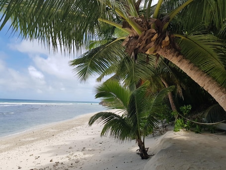 Private beach, white sand. Anse Kerlan Beach Chalets