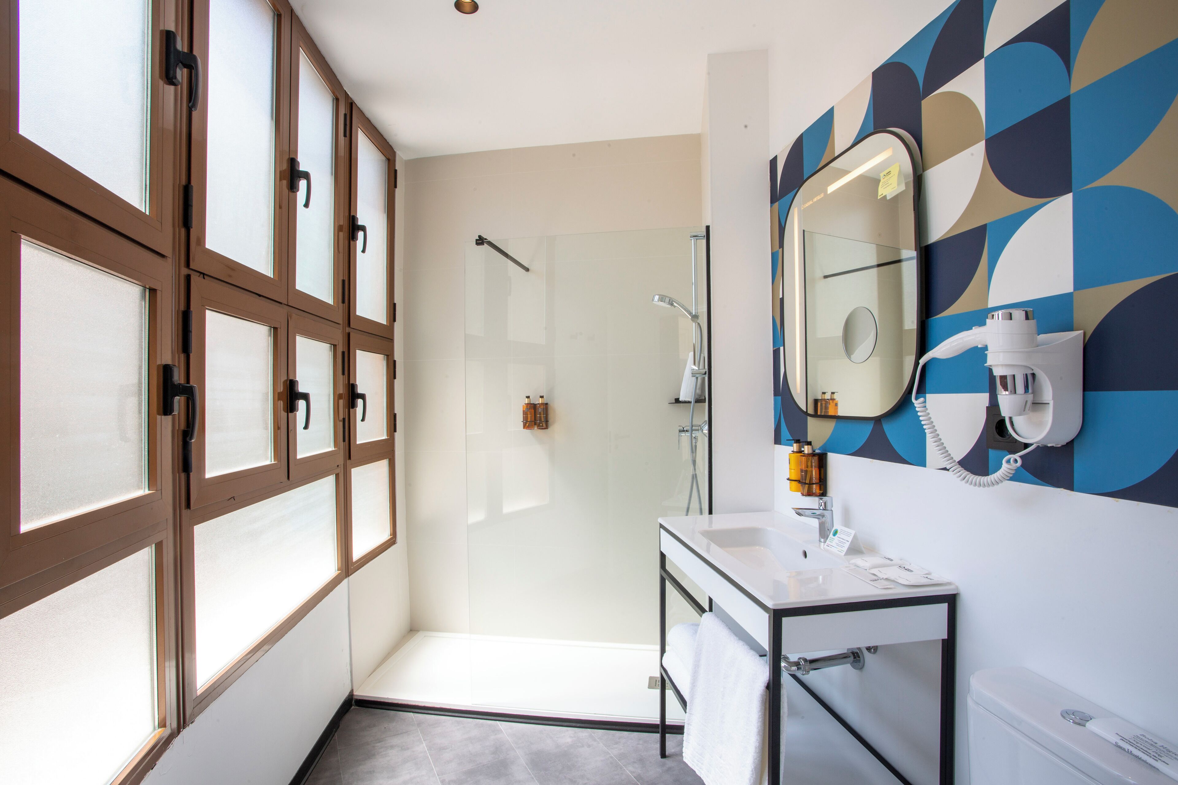 free toiletries, hair dryer, towels