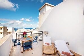 Panoramic Penthouse, 2 Bedrooms, Ocean View | Terrace/patio - Seashells 2 bedroom Apartment with sunny terrace with stunning panoramic sea views by Getaways Malta (St. Paul's Bay)