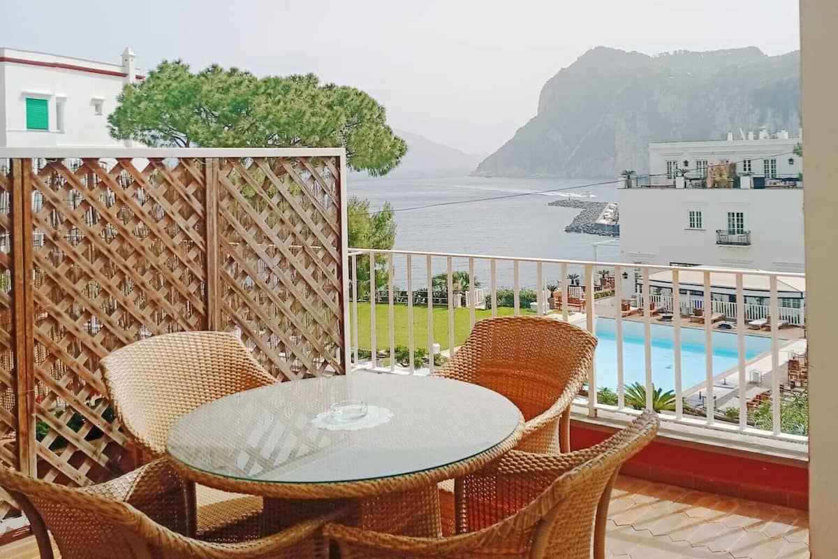 Habitación doble superior, terraza, vistas al mar | Terraza o patio