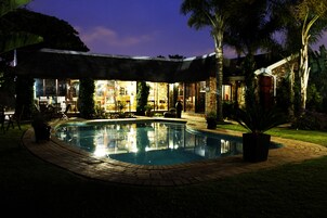 Outdoor pool, sun loungers
