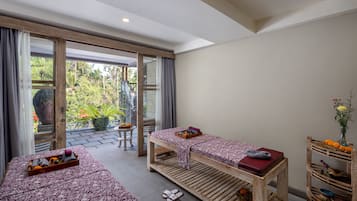 Couples treatment rooms, body treatments, hot stone massages, body wraps