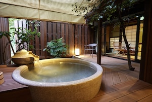 Gansetu Luxury Suite Room with Open Air Bath (Main Building) | Bathroom | Separate tub and shower, spring water tub, rainfall showerhead