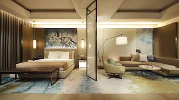 Premier Suite, 1 King Bed | Bộ trải giường bằng vải cotton Ai Cập, bộ đồ giường cao cấp