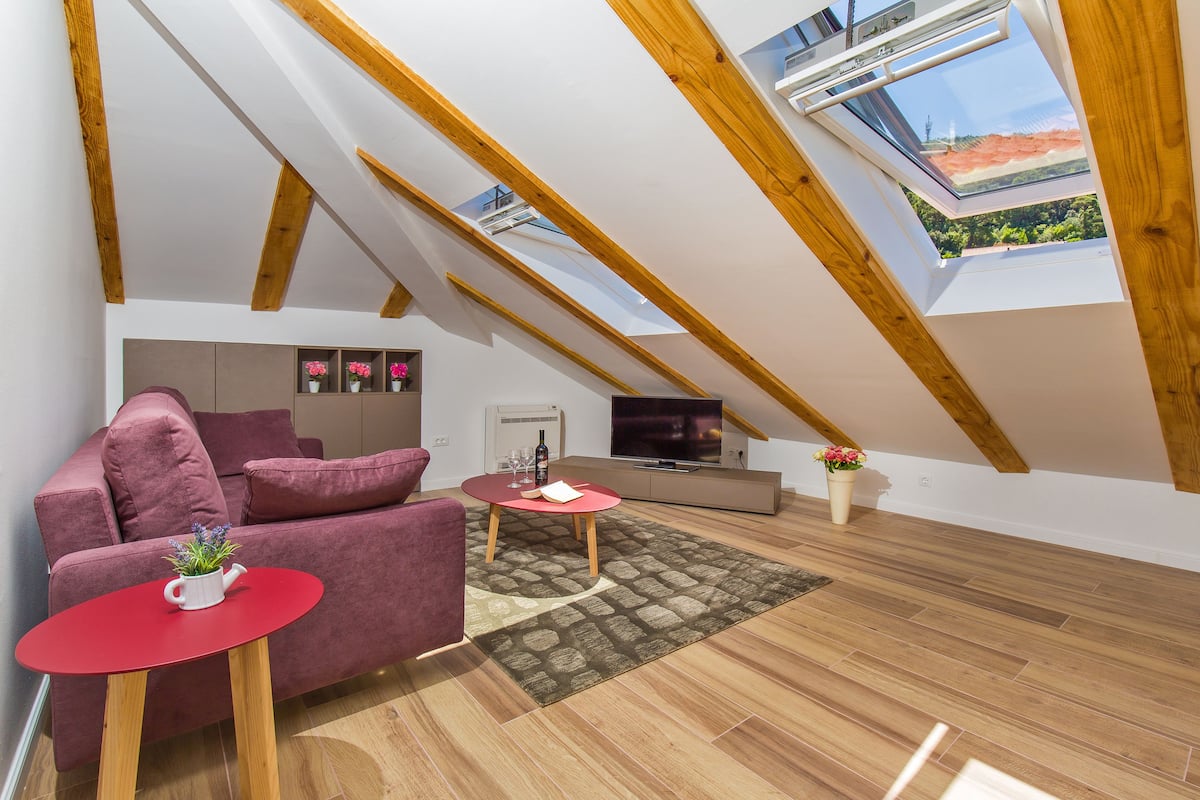 LCD TV, heated floors