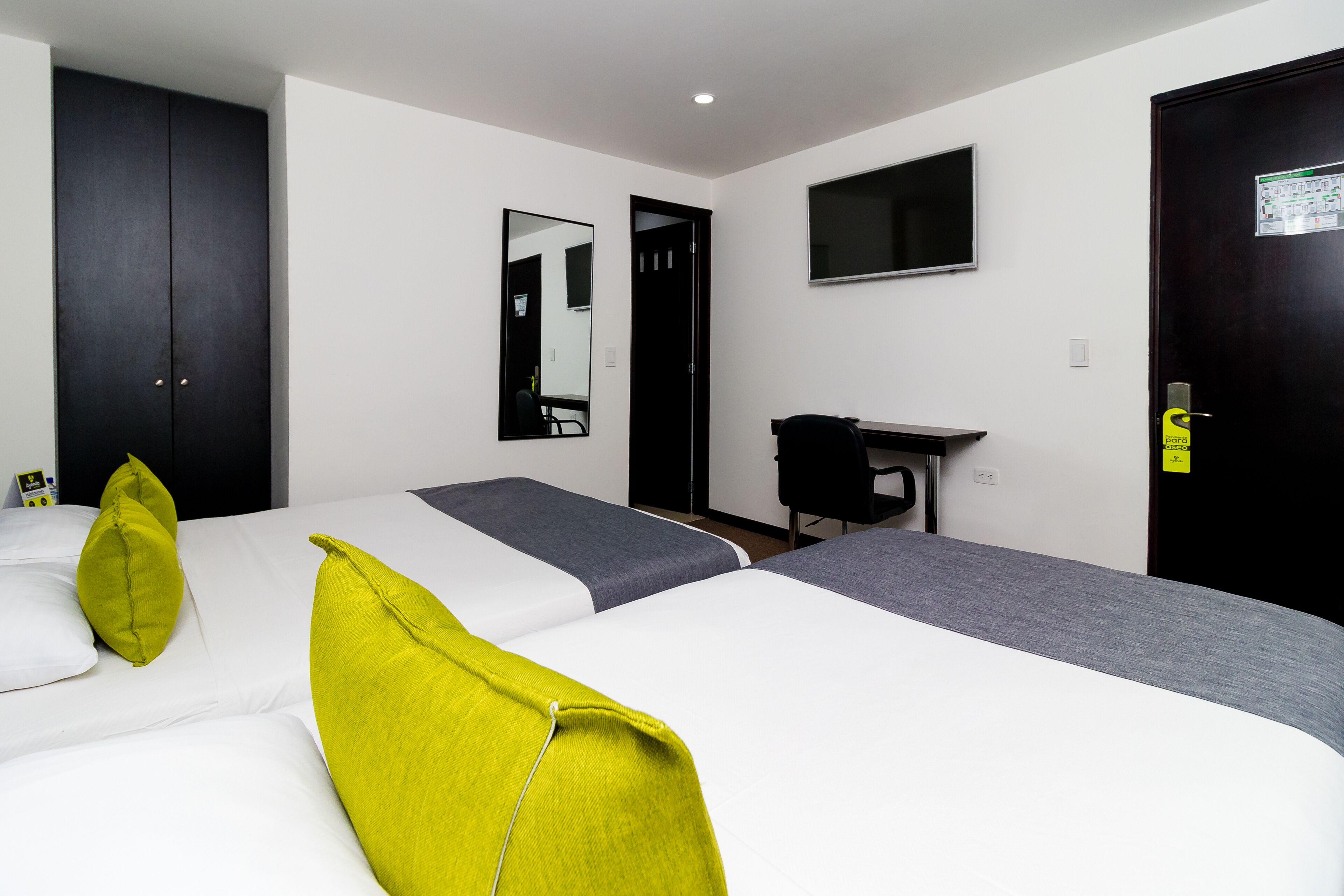 hypo-allergenic bedding, desk, laptop workspace, soundproofing