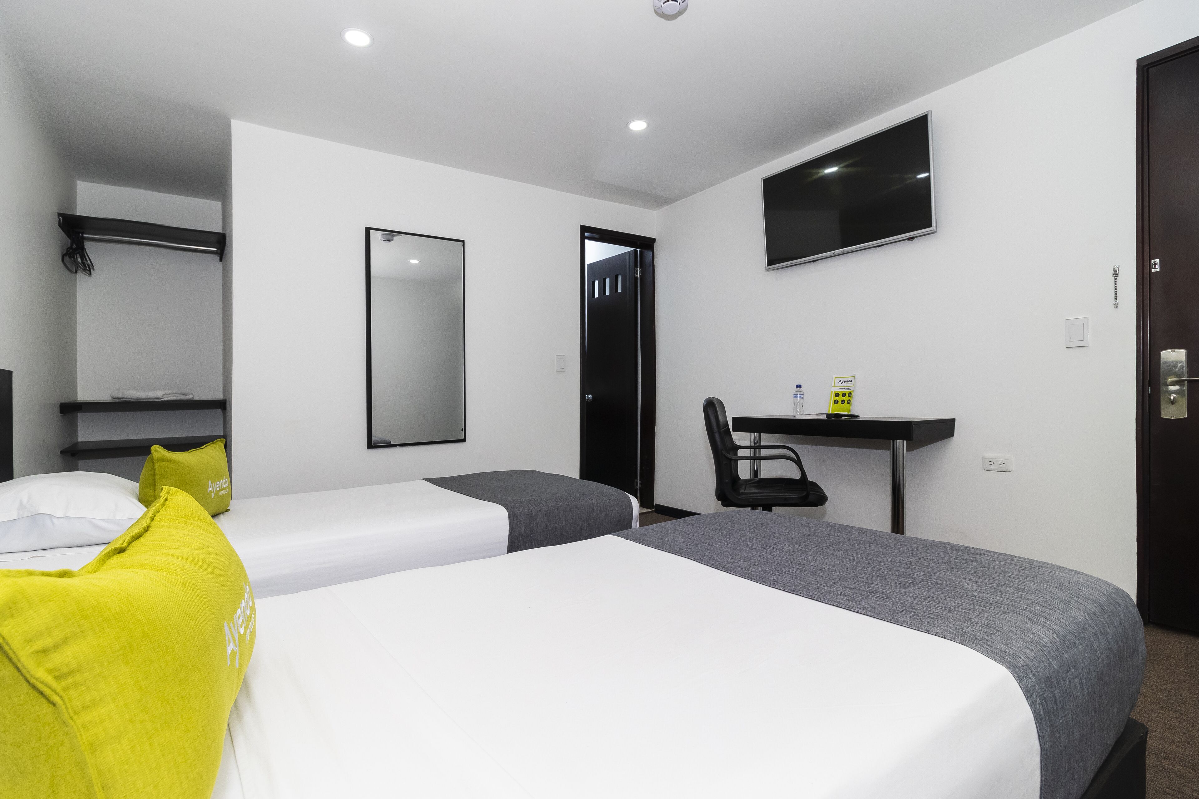 twin room | hypo-allergenic bedding, desk, laptop workspace, soundproofing