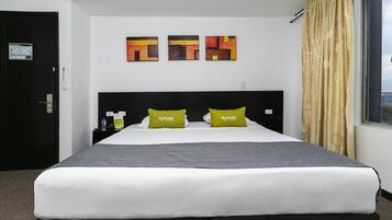 Hypo-allergenic bedding, desk, laptop workspace, soundproofing