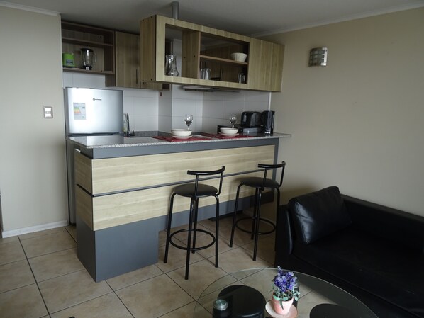 Basic Double Room Single Use, 1 Bedroom, Beachfront | Private kitchen | Fridge, microwave, oven, stovetop