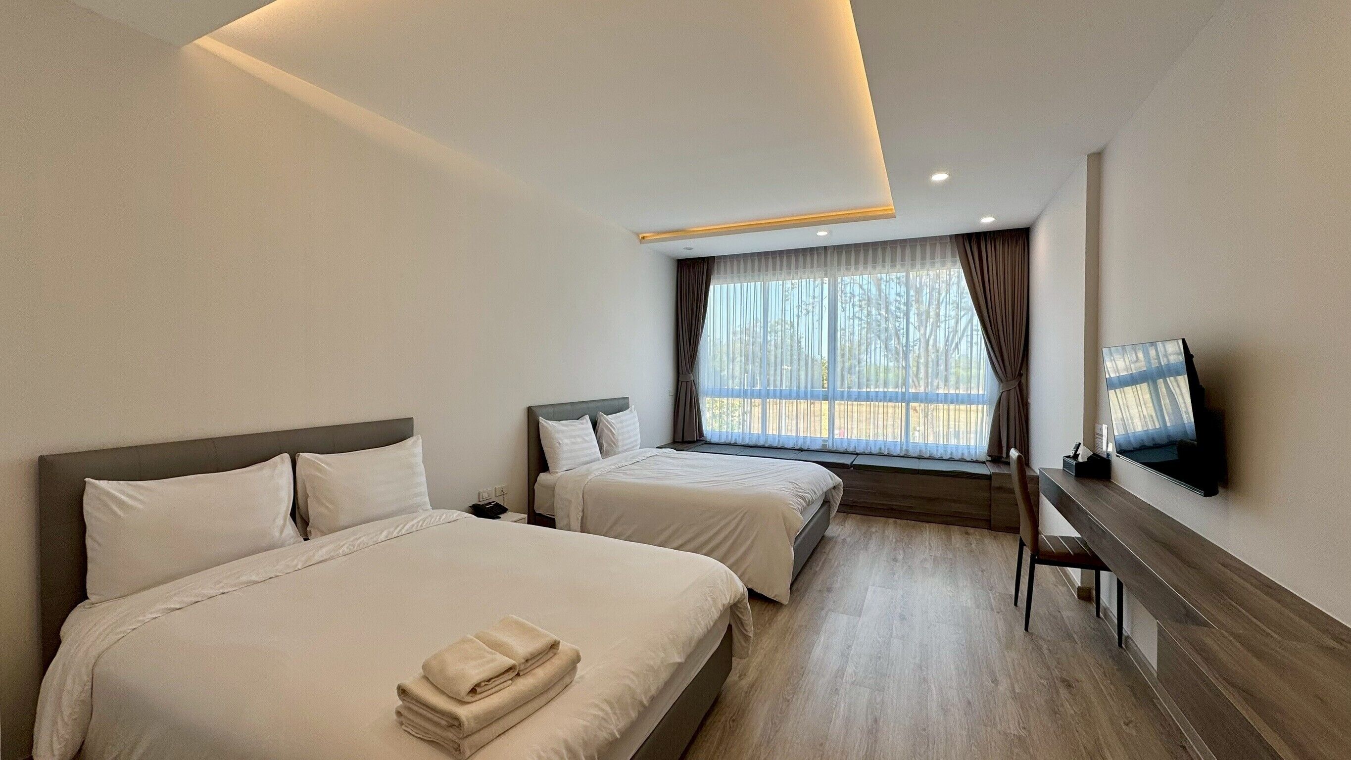 Premier Room, 2 Queen Beds, Park View | Minibar, desk, free WiFi, bed sheets