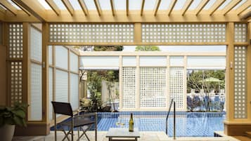 Suite, Non Smoking (Aqua terrace, With private pool) | Desk, WiFi (free), bed sheets