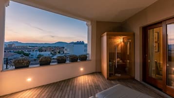 Luxury Suite, with hot tub and sauna | View from room