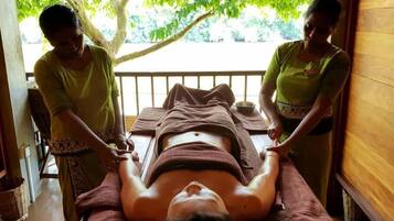 Outdoor treatment area, body treatments, aromatherapy