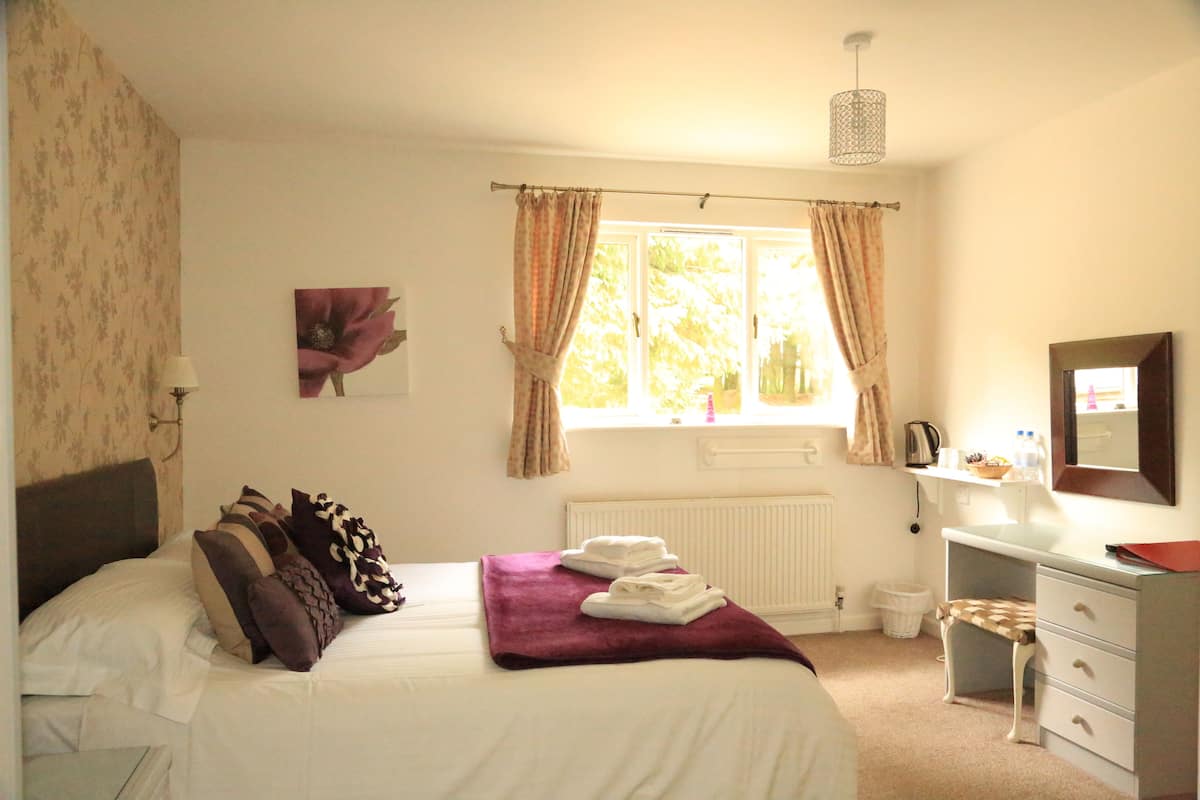 Deluxe tweepersoonskamer, 1 tweepersoonsbed, en-suite badkamer | 1 slaapkamer, geluiddichte muren, een strijkplank/strijkijzer