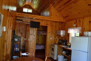 Comfort Cottage, 2 Bedrooms (Cottage #7) | Private kitchen | Fridge, coffee/tea maker, toaster, toaster oven - Birchland Cottages (Huron Shores)