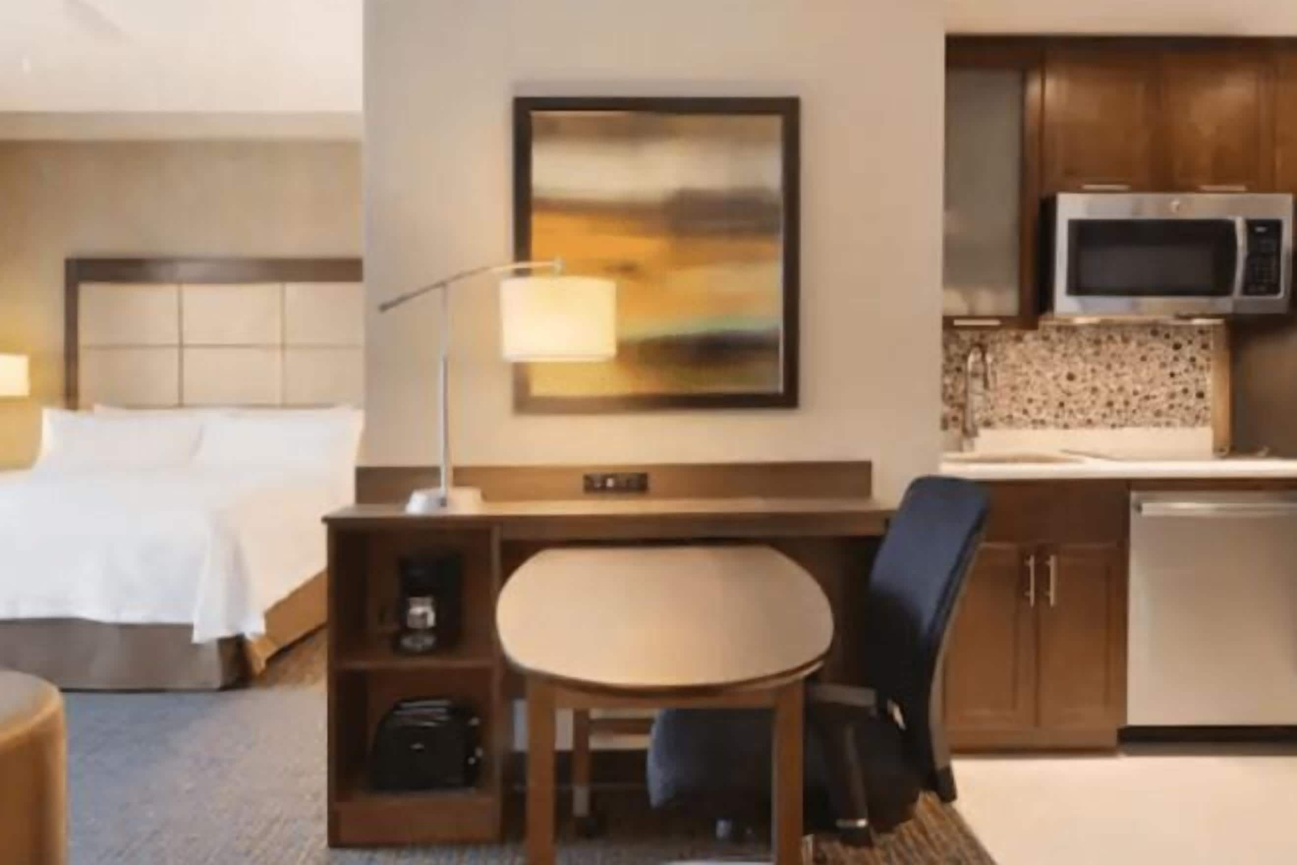 Premium bedding, desk, blackout drapes, iron/ironing board