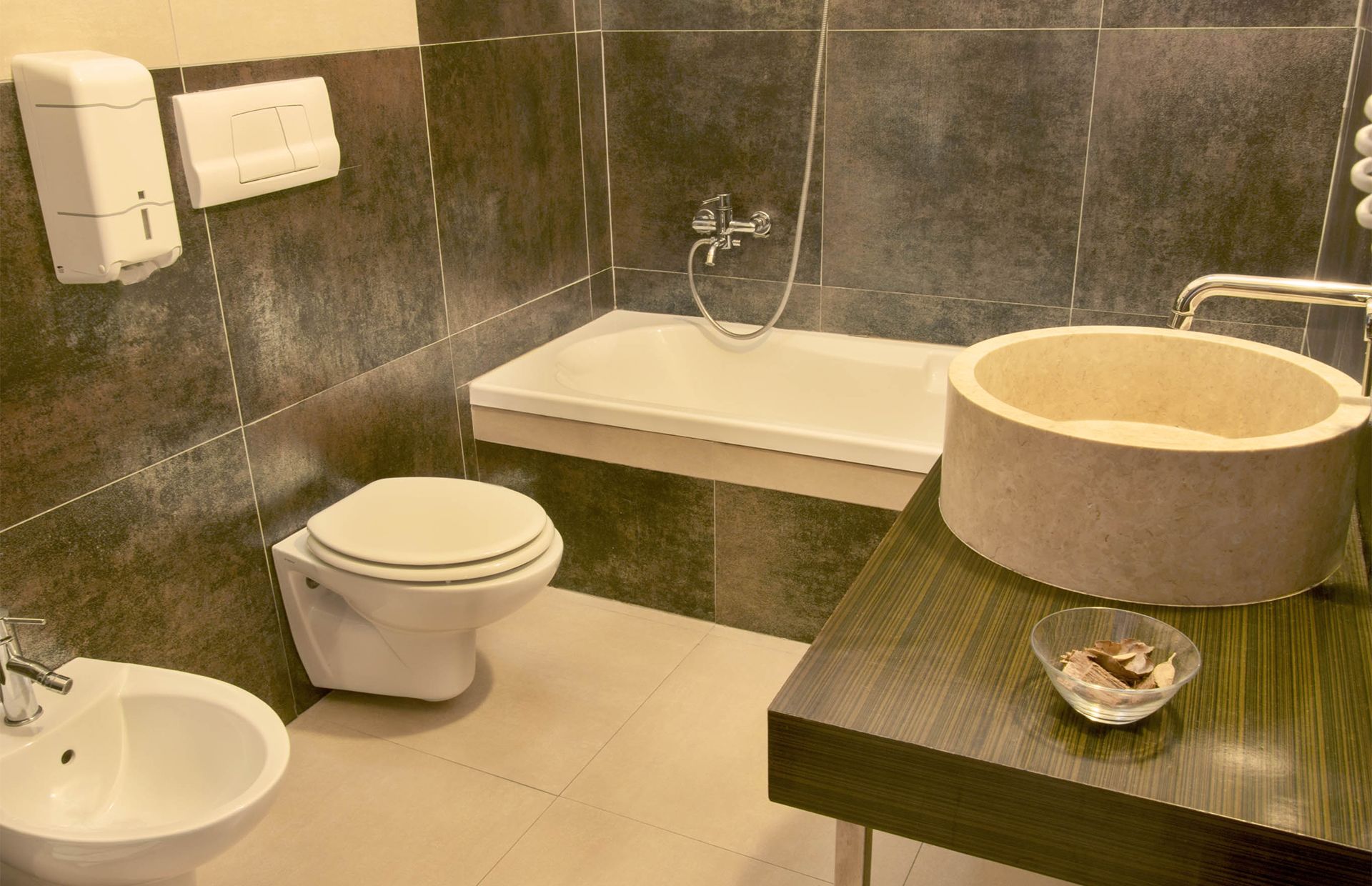 double room single use | bathroom | rainfall showerhead, free toiletries, hair dryer, bidet