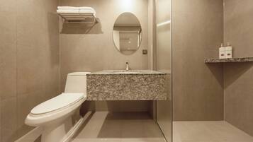 Superior Triple | Bathroom | Shower, hair dryer, bathrobes, towels