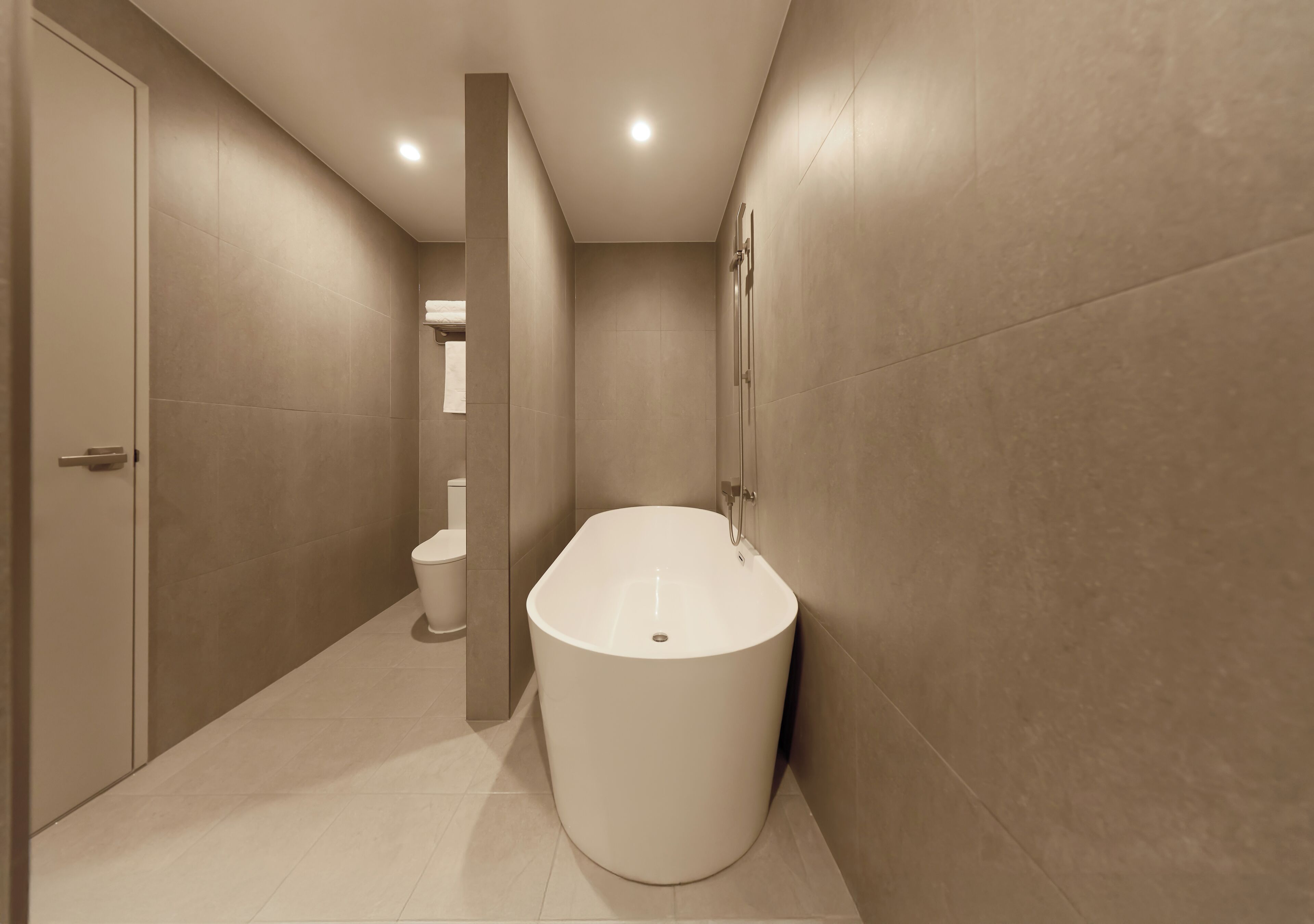 supreme suite | bathroom | shower, hair dryer, bathrobes, towels