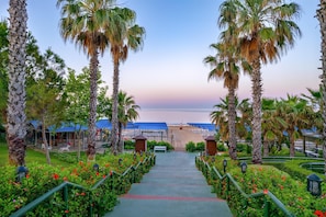 Private beach, sun loungers, beach umbrellas, beach towels