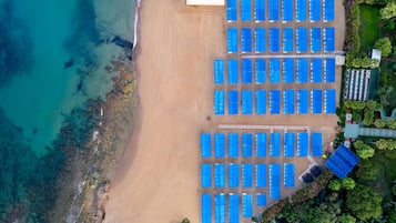 Private beach, sun loungers, beach umbrellas, beach towels