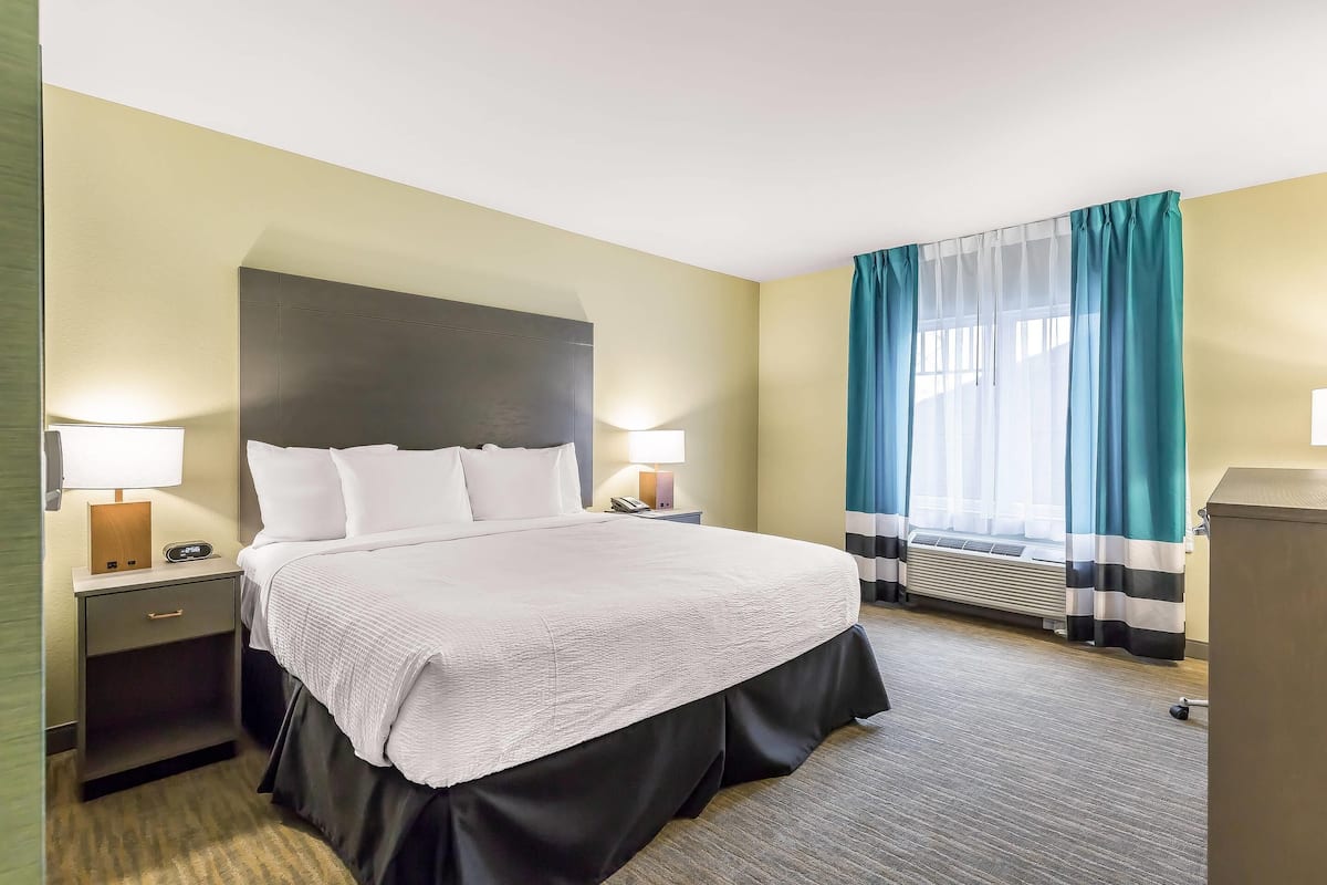 Room, 1 King Bed, Accessible, Non Smoking | Premium bedding, desk, blackout drapes, iron/ironing board