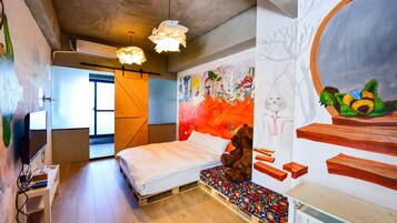 Premium bedding, desk, blackout curtains, iron/ironing board