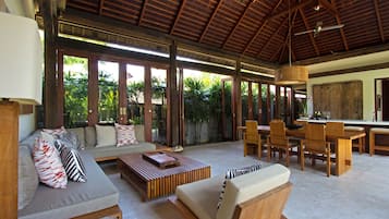 Villa 2 - Two-Bedroom Villa with Private Pool | Living room | Flat-screen TV