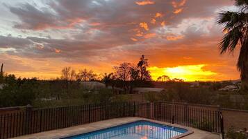 Outdoor pool, sun loungers