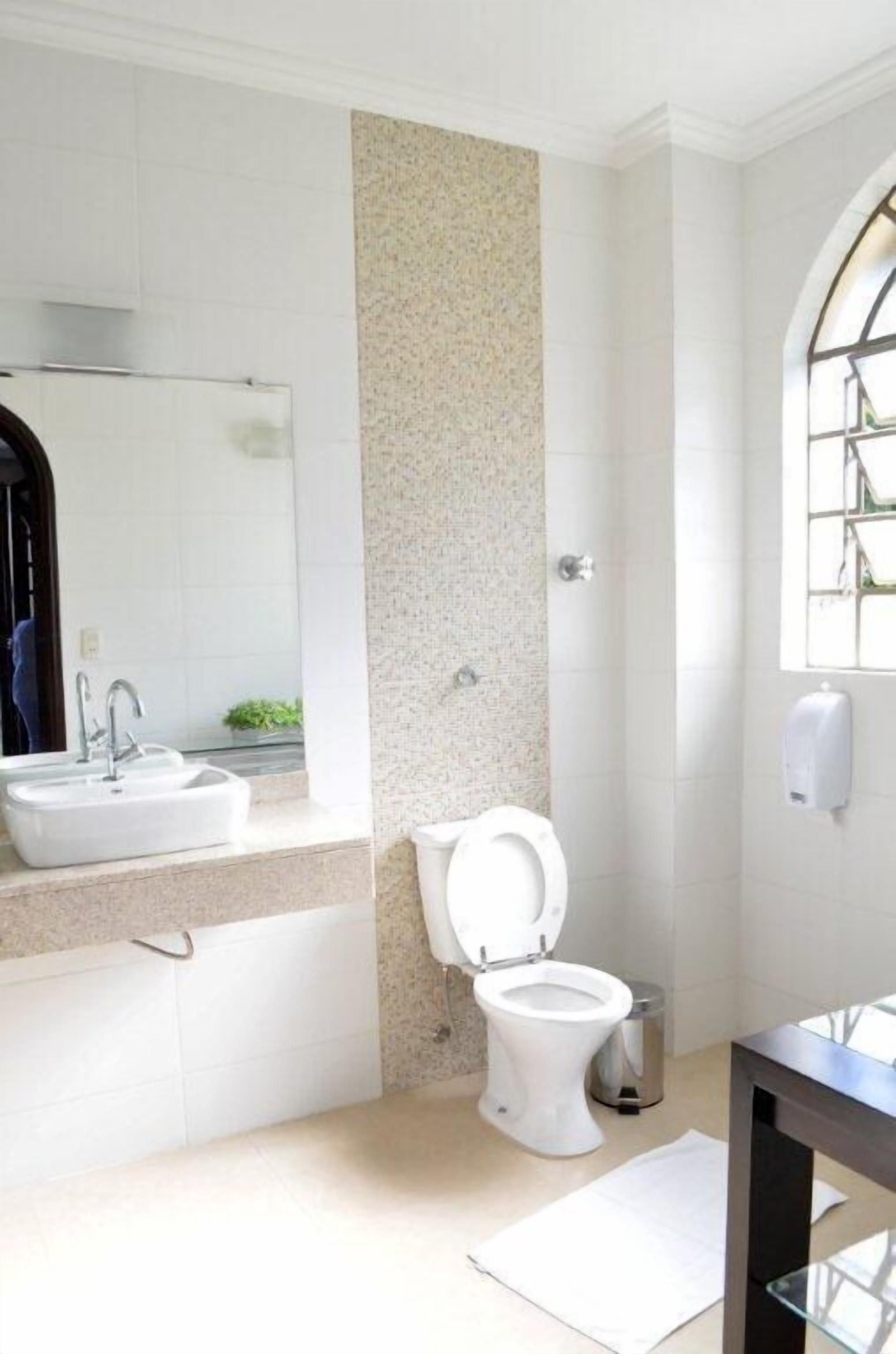 Shower, free toiletries, hair dryer