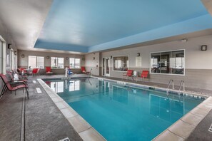 Indoor pool, open 6 AM to 10 PM, pool loungers