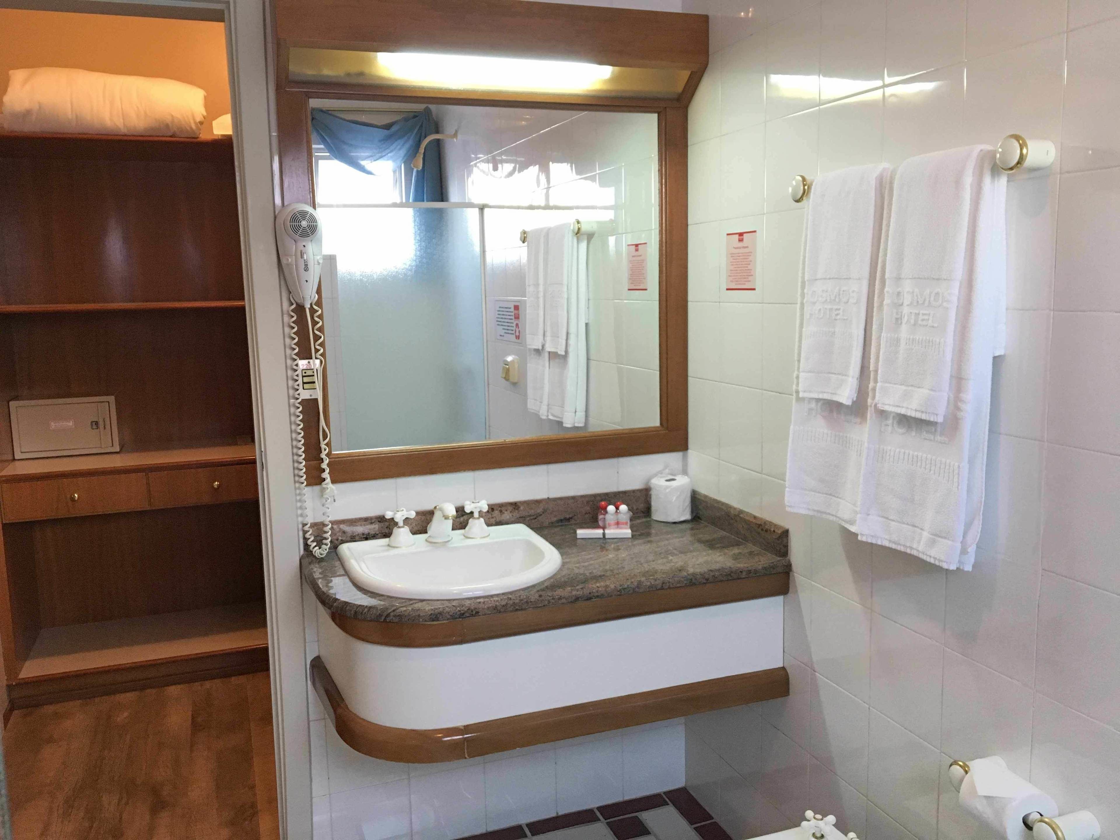 free toiletries, hair dryer, bidet, towels