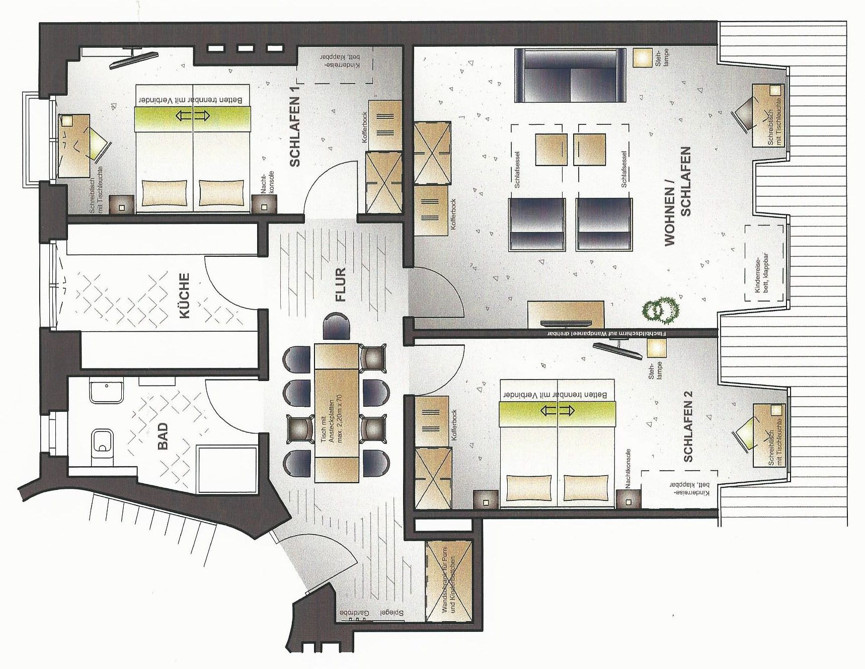 apartment, 2 bedrooms (extra large) | floor plan