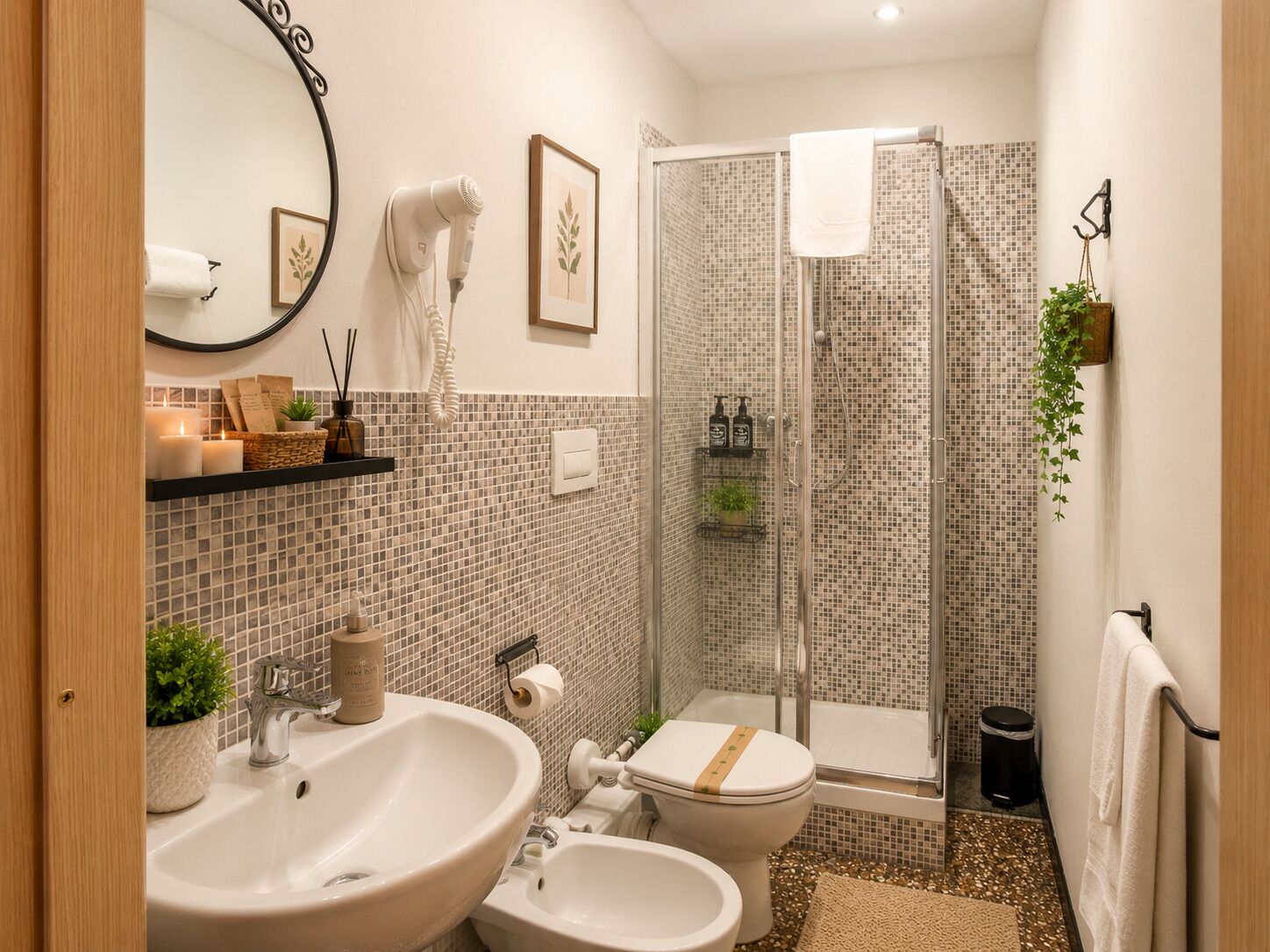 Tosca | Bathroom | Shower, free toiletries, hair dryer, towels